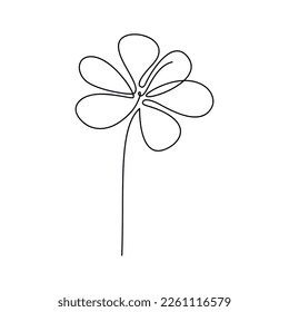 Vector flower silhouette. Botanical icon. One line continuous drawing isolated. Hand drawn camomile. Floral design element for print, beauty branding, card, poster, logo. Minimal cartoon drawing.