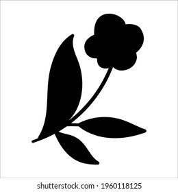 Silueta de flor vectorial aislada en fondo blanco. Elementos decorativos de color negro floral. Hermosa primavera o sombra clienta de verano

