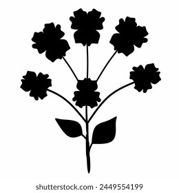 Vector flower silhouette isolated white background
