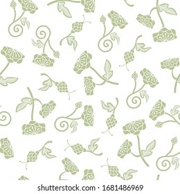 Vektorillustration Blumen Silhouetten in Grün mit Blättern auf weißem Hintergrund Nahtlose Wiederholung Muster. Hintergrund für Textilien, Karten, Herstellung, Wallpaper, Druck, Geschenkverpackung und Scrapbooking.