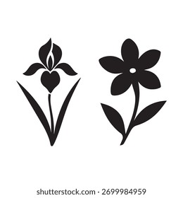 Silhuetas de flores vetoriais — Conjunto de design botânico moderno