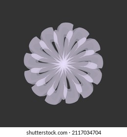 Vector flower. Sketch graphics monochrome black-and-white drawing. Light translucent flower on a dark background. Watercolour brush