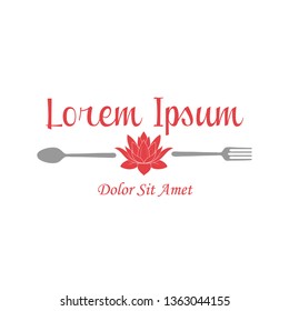 vector flower spoon and fork illustrations for food company icons with classic designs