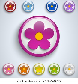 Vector - Flower Spring Button Sticker Icon