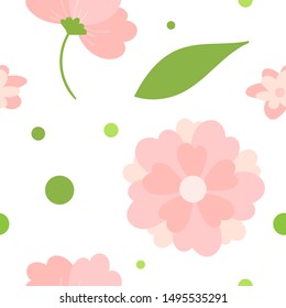 Vector flower spring  pattern. Seamless cute pink pattern. Garden flower motif floral texture vector backgrond. Spring love, valentines day pattern. 