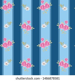 vector flower stripe pattern on navy background
