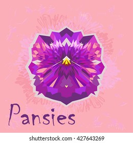 Vector flower - Summer Pansies. Concept - Polygon art.