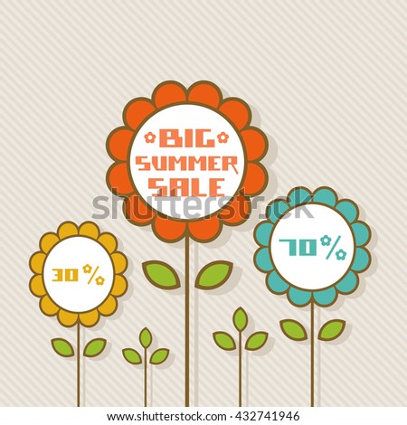Vector flower tag. Floral summery banner. Background text box. Big summer sale Illustration for print, web