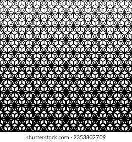 Vector flower tattoo geometric seamless halftone pattern, Black on White