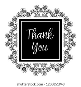 vector flower thank you text greeting card