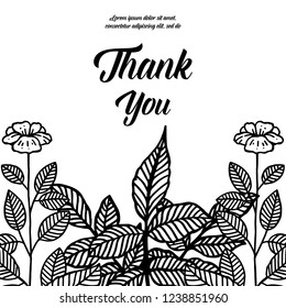 vector flower thank you text greeting card