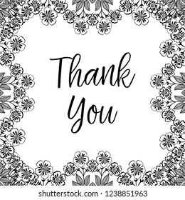 vector flower thank you text greeting card