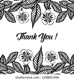 vector flower thank you text greeting card