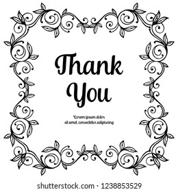 vector flower thank you text hand draw