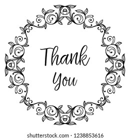 vector flower thank you text hand draw