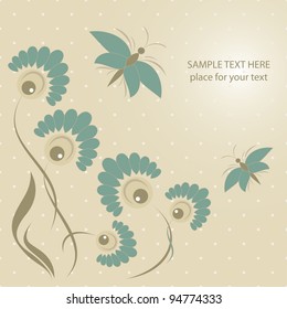 Vector flower tree stylized with butterfly