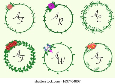 a vector flower twigs; great to frame texts; quotes; logos; made of flowers; branches; twigs; herbs