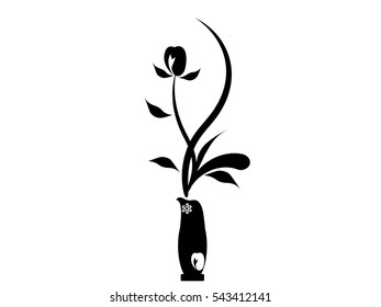 vector flower and vase background.For design web.