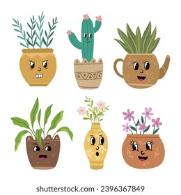Vector Flower vase emoticon sticker