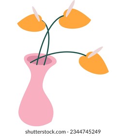 Flor vectorial en jarrón icono de flores ramo de planta
