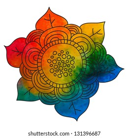 Vector flower, watercolor background.