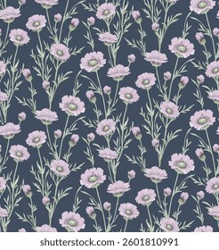 Vector flower watercolor seamless pattern element. Elegant texture for backgrounds. Classical luxury old fashioned floral ornament, seamless texture for wallpapers, textile, wrapping.