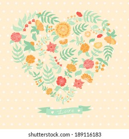 Vector flower wreath. Vector card with flower. Vector card template.