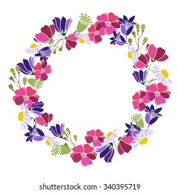Vector flower wreath, field flower wreath