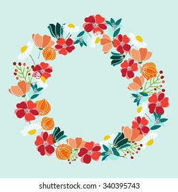 Vector Flower Wreath, Field Flower Wreath