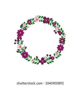 Vector flower wreath. Floral frame for greeting, invitation, wedding cards design.