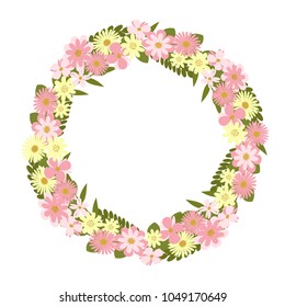 Vector flower wreath. Floral frame for greeting, invitation, wedding cards design.