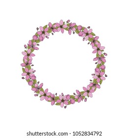 Vector flower wreath. Floral frame for greeting, invitation, wedding cards design.