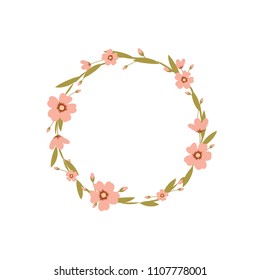Vector flower wreath. Floral frame for greeting, invitation, wedding cards design.