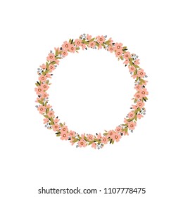 Vector flower wreath. Floral frame for greeting, invitation, wedding cards design.
