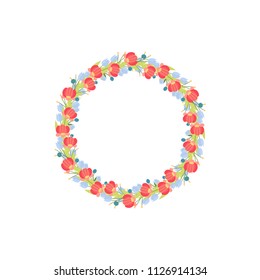 Vector flower wreath. Floral frame for greeting, invitation, wedding cards design.