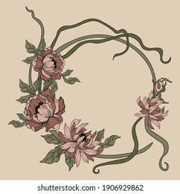 Vektorblumenkranz. Blumenrahmen für Gruß, Einladung, Hochzeitskarten-Design.