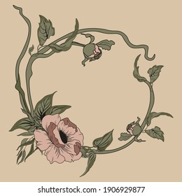 Vector flower wreath. Floral frame for greeting, invitation, wedding cards design.