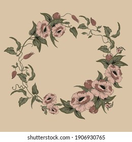 Vector flower wreath. Floral frame for greeting, invitation, wedding cards design.