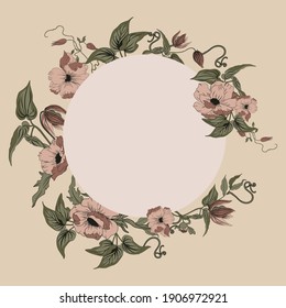 Vector flower wreath. Floral frame for greeting, invitation, wedding cards design.