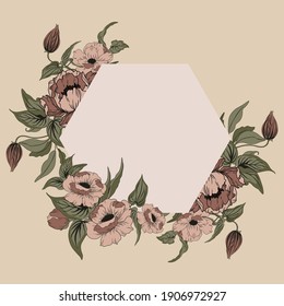 Vector flower wreath. Floral frame for greeting, invitation, wedding cards design.