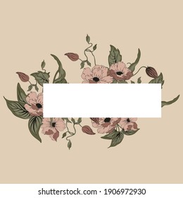 Vector flower wreath. Floral frame for greeting, invitation, wedding cards design.