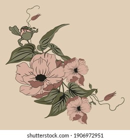 Vector flower wreath. Floral frame for greeting, invitation, wedding cards design.