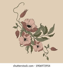 Vector flower wreath. Floral frame for greeting, invitation, wedding cards design.