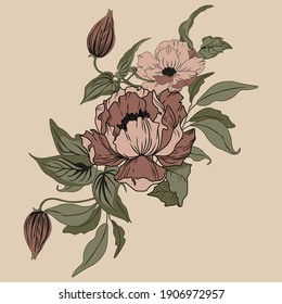 Vector flower wreath. Floral frame for greeting, invitation, wedding cards design.