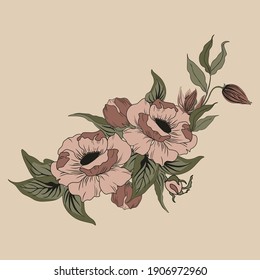Vector flower wreath. Floral frame for greeting, invitation, wedding cards design.