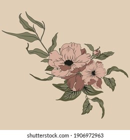 Vector flower wreath. Floral frame for greeting, invitation, wedding cards design.