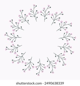 Vector flower wreath. Floral frame for greeting, invitation, wedding cards design.