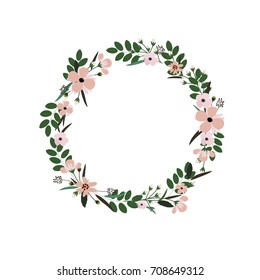 Vector flower wreath. Floral frame for greeting, invitation, wedding cards design.