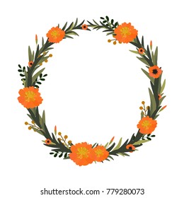 Vector flower wreath. Floral frame for greeting, invitation, wedding cards design.