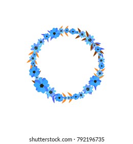 Vector flower wreath. Floral frame for greeting, invitation, wedding cards design.